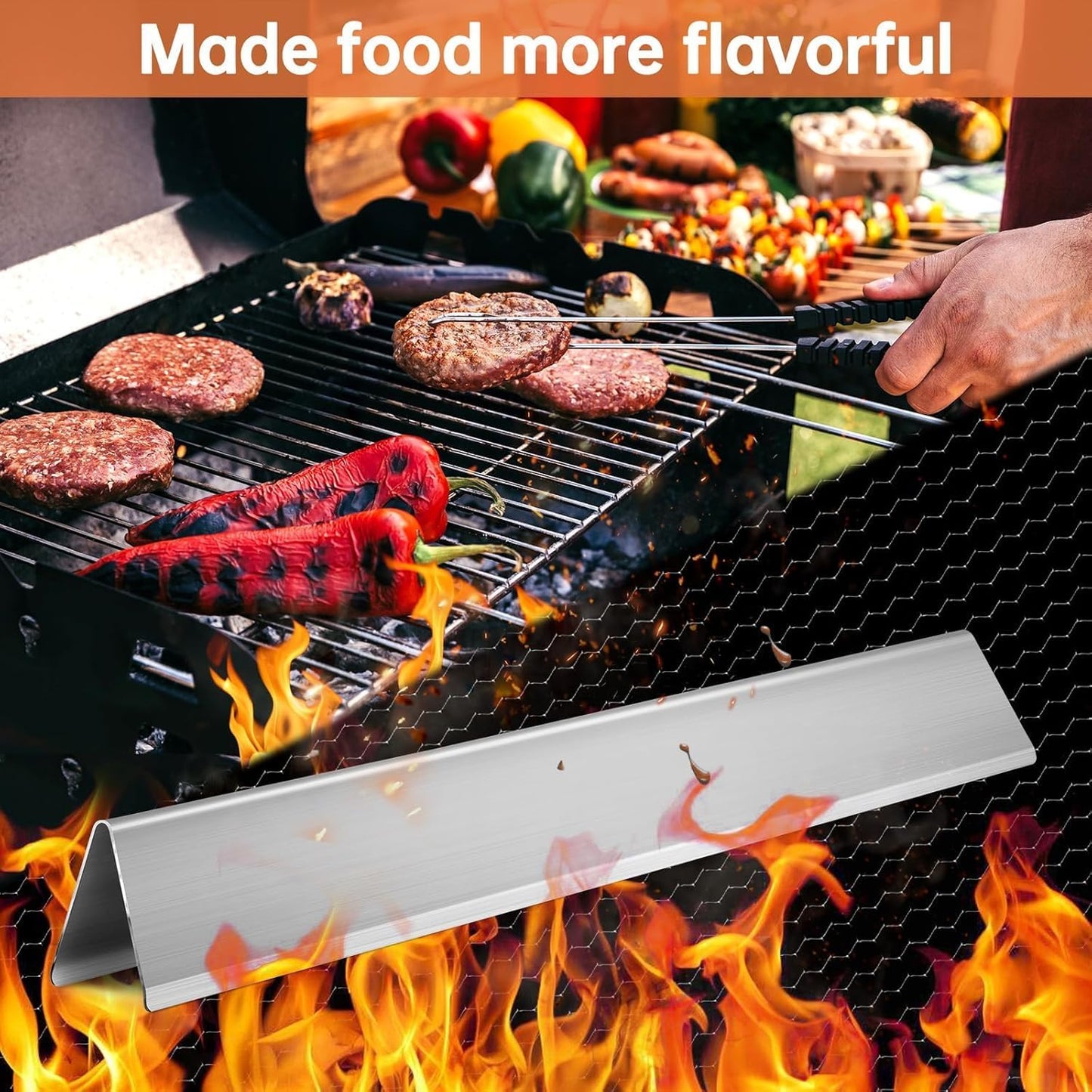 Grill Replacement Parts for Weber Genesis 300 Series E-310 E-320 E-330 S310 S320 S-330 EP310 EP320,2pack Heat Deflectors 65505 & 4pck Burner Tube 62752 & 5pack Flavorizer Bars 7620 7621