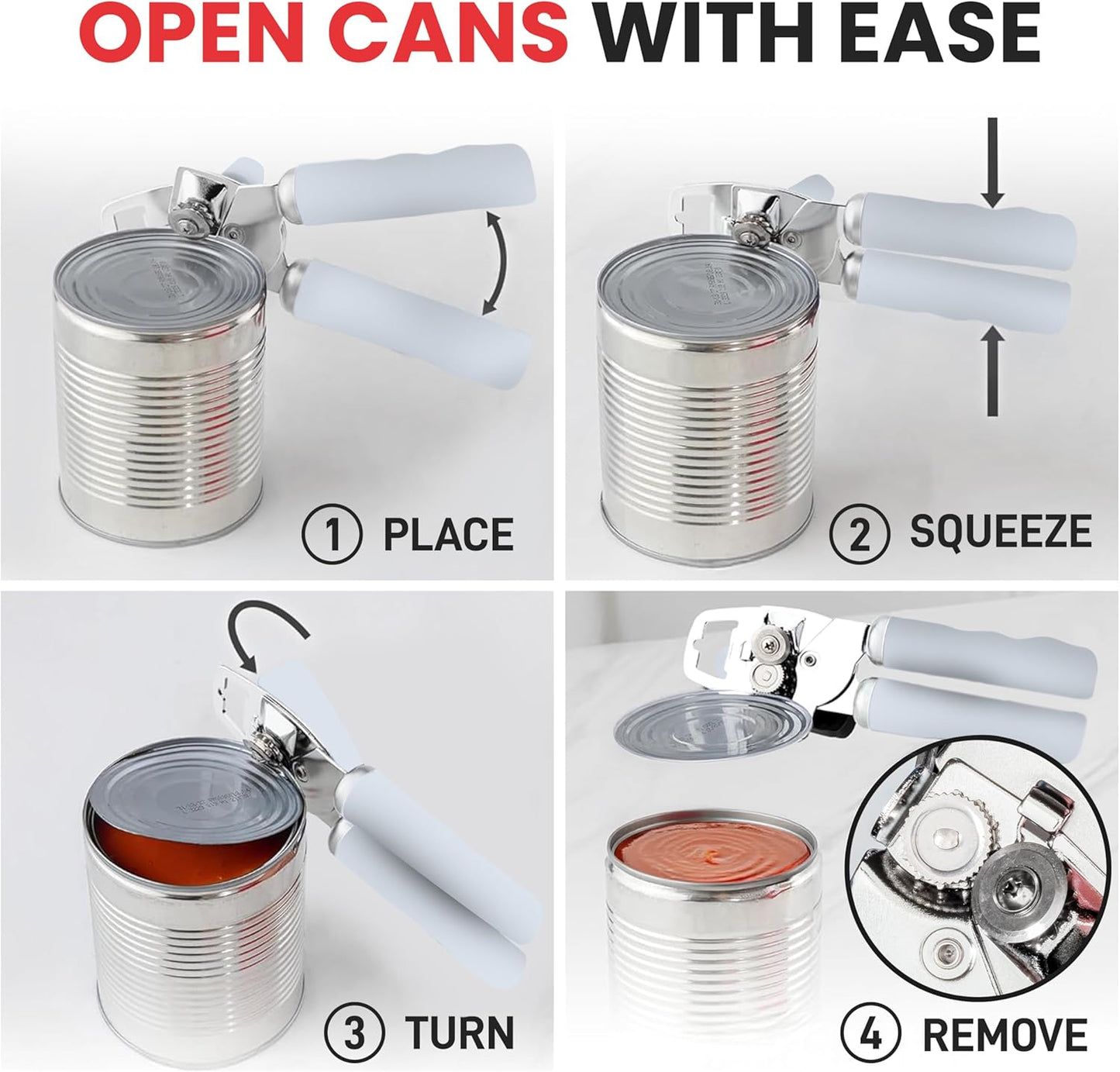 Zulay Kitchen Manual Can Opener with Bottle Opener with Turn Knob