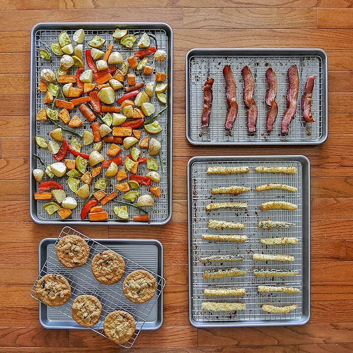 USA Pan Jelly Roll Baking Pan and Bakeable Cooling Rack, Nonstick Commercial Quality