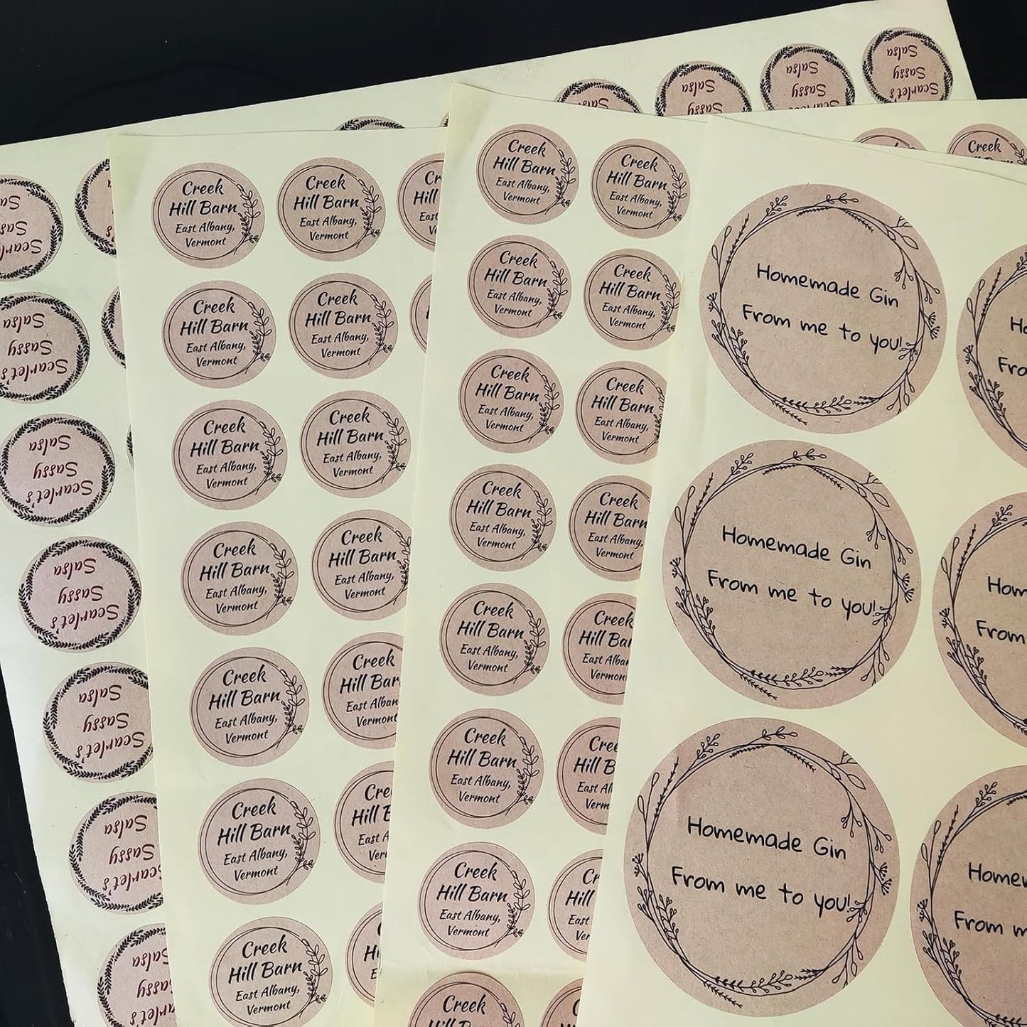 Custom Stickers Kraft Paper Labels Personalized Withe Text, Business Logo Customized Food Jars Labels Bakery Label Sticker Package Favor Canning Circle 100pcs (Style 3)