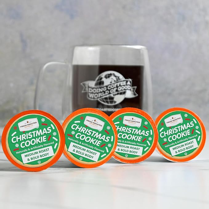 Fresh Roasted Coffee, Christmas Cookie, Flavored Coffee Pods, K-Cup Compatible, 24 Count