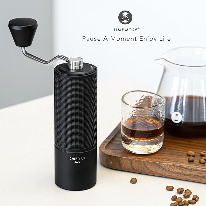 TIMEMORE Chestnut C2S Manual Coffee Grinder with Internal Adjustable Grind Setting, Capacity 20g Hand Coffee Grinder with Stainless Steel Conical Burr, for Espresso to French Press, Black