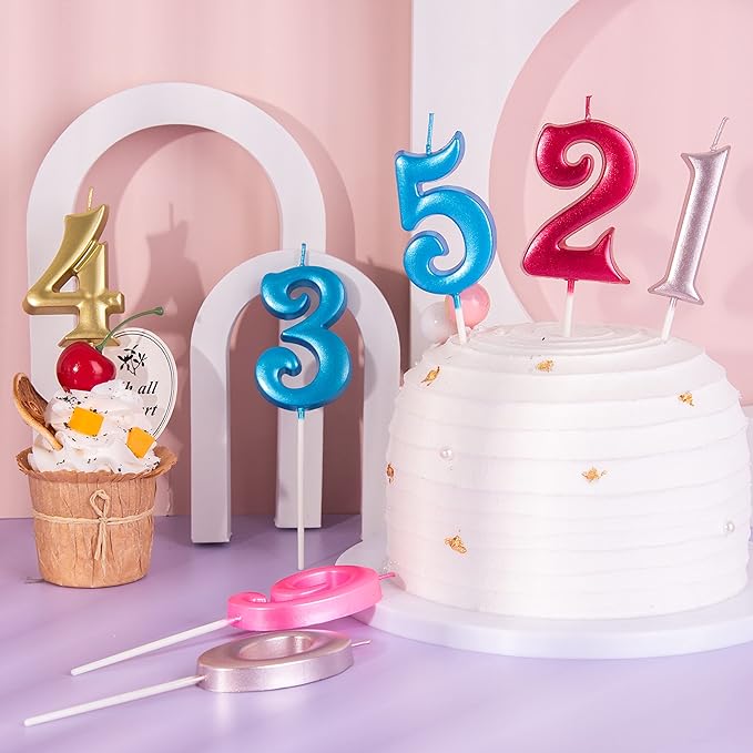 PHD CAKE 2.76 Inch Elegant Rose Gold 9 Number Birthday Candles, Rose Gold Number Candles, Cake Number Candles, Party Celebration