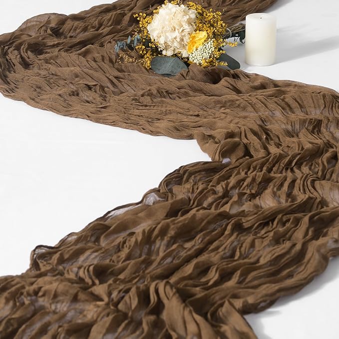 15 Packs Cheesecloth Table Runner Brown,10 Ft Rustic Gauze Boho Wedding Table Runner Decoration, Wedding Table Decor Table Cloth for Wedding Party Bridal Shower Table,21.5x120in