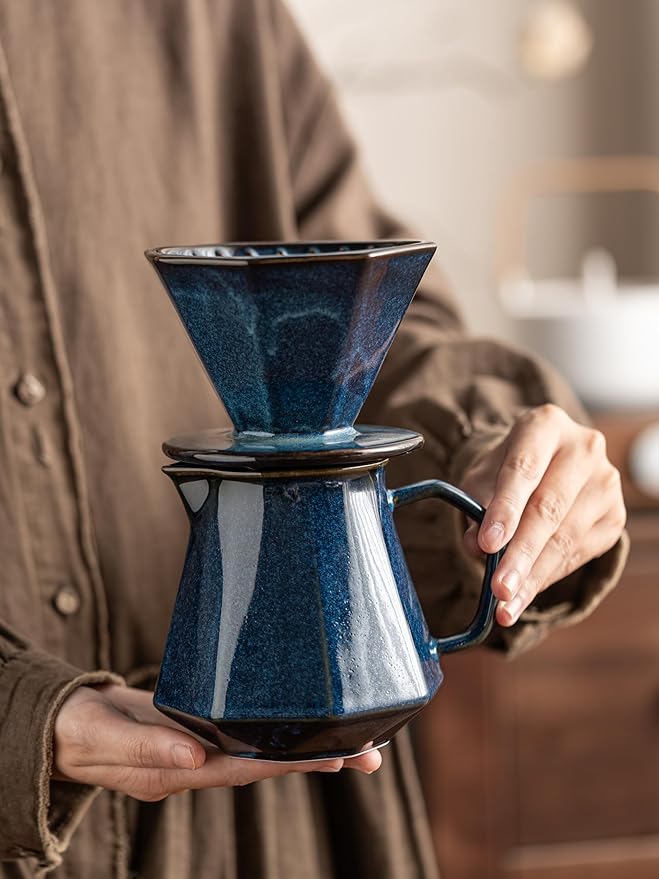 Pour Over Coffee Maker,Ceramic Coffee Maker With 40 pcs Paper Filter,22oz/650ml Pour Over Coffee Dripper
