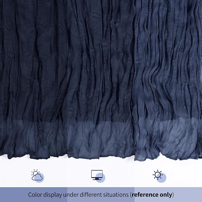 12 Pack Navy Blue Cheesecloth Table Runner 17x108 Inch Semi Sheer Boho Gauze Cheese Cloth Fabric Table Runners, for Wedding Party Baby Shower Birthday Home Decor Garden Farmhouse