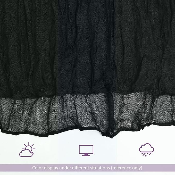 24 Pack Black Table Runner 10Ft Cheesecloth Table Runner Rustic Gauze Table Runners Romantic Long Sheer Fabric Cheese Cloth Table Runners for Wedding Party Bridal Baby Shower