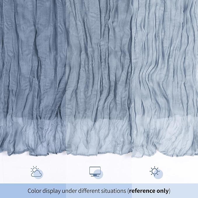 12 Pack Dusty Blue Cheesecloth Table Runner 17x108 Inch Semi Sheer Boho Gauze Cheese Cloth Fabric Table Runners, for Wedding Party Baby Shower Birthday Home Decor Garden Farmhouse