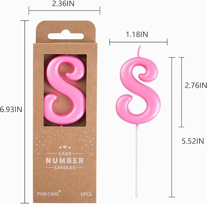 PHD CAKE 2.76 Inch Elegant Pink 8 Number Birthday Candles, Pink Number Candles, Cake Number Candles, Party Celebration
