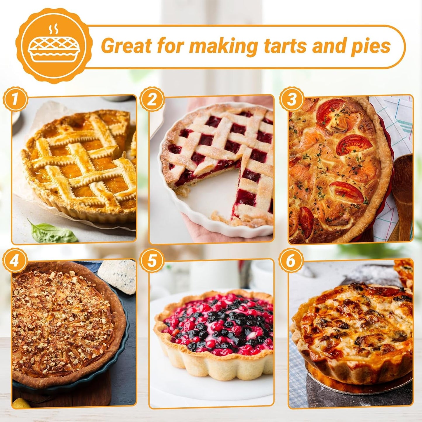 Beasea Tart Pan 9 Inch, 2pcs Tart Pans with Removable Bottom Nonstick Small Round Carbon Steel Tart Quiche Pie Pans for Oven Baking
