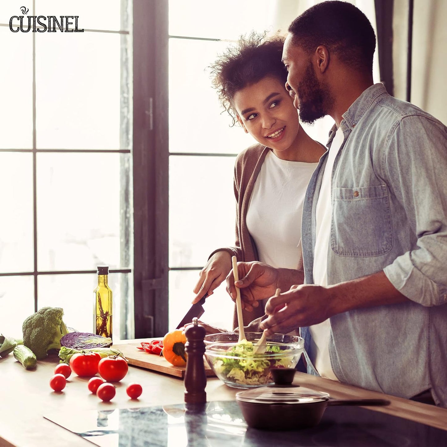 Cuisinel Glass Lid - 6"-inch/15.24-cm/158mm - Compatible with Lodge - Fully Assembled Tempered Replacement Cover - Oven Safe for Skillets Pots Pans - For Any Cookware: Cast Iron, Stainless, Non-Stick