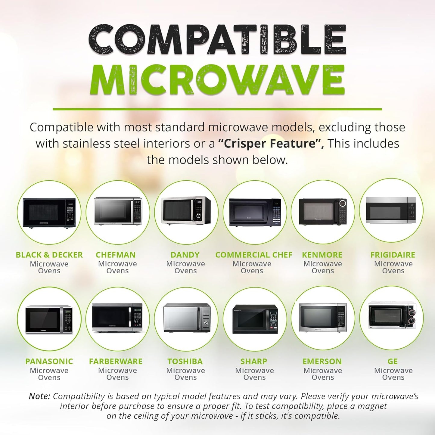 2.0 Magnetic Microwave Splatter Cover, Collapsible 12-Inch BPA-Free Food Lid with Upgraded Magnets, Vented Plate Guard, Dishwasher Safe, Space-Saving Magnetic Storage - Green