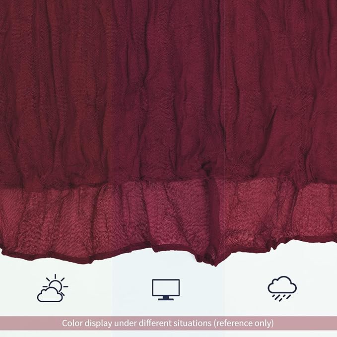 12 Pack Burgundy Table Runners 10Ft Cheesecloth Table Runner Rustic Gauze Table Runner Romantic Long Sheer Fabric Cheese Cloth Table Runner for Wedding Party Bridal Baby Shower