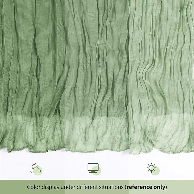 12 Pack Sage Green Cheesecloth Table Runner 17x108 Inch Semi Sheer Boho Gauze Cheese Cloth Fabric Table Runners, for Wedding Party Baby Shower Birthday Home Decor Garden Farmhouse