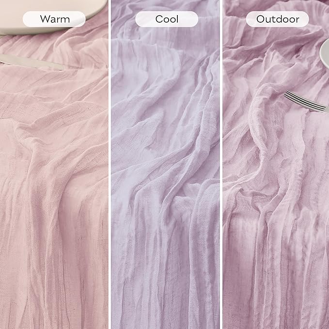 Leetaltree 10 Pack Lilac Cheesecloth Table Runner, 35x120 Inch Boho Rustic Cheese Cloth Table Runner, Decorative Table Runners for Bridal Baby Shower Decorations or Wedding Table Decorations