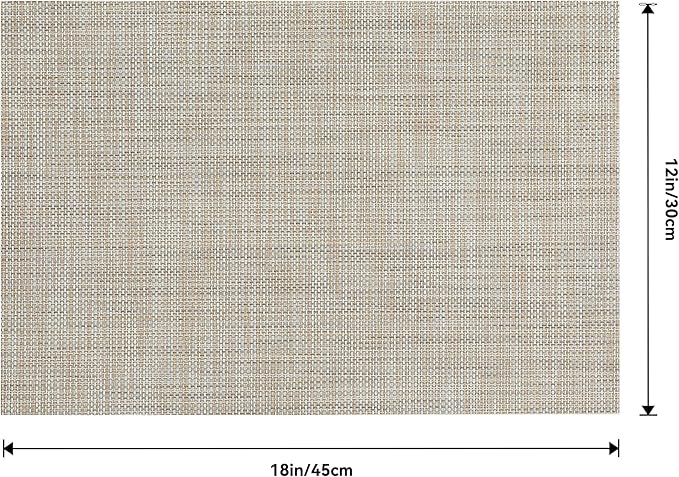 Leetaltree Linen Yellow Placemats Set of 6 - Heat Resistant Non-Slip Place mats for Dining Table, Washable Durable PVC Vinyl Woven Table Mats(Linen Yellow, 6)