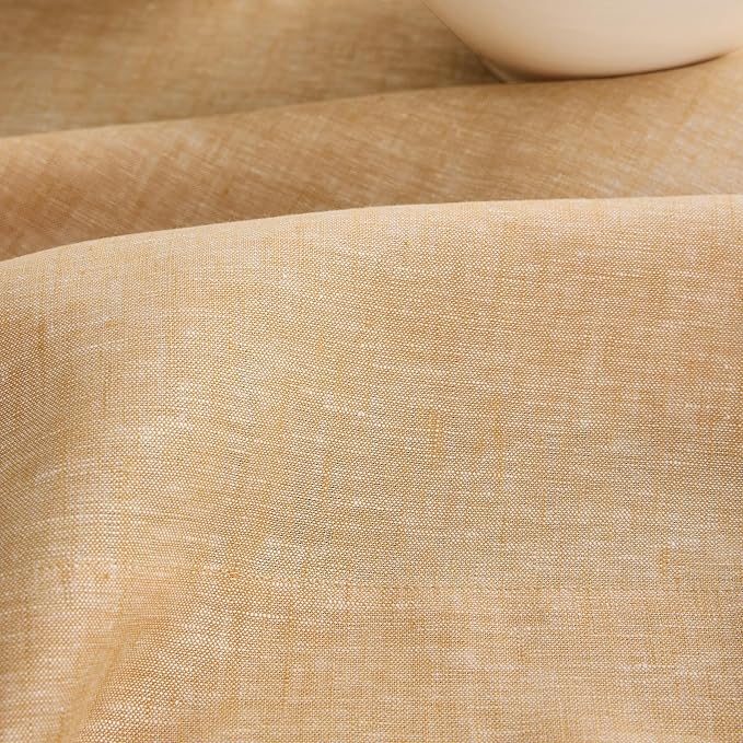 Solino Home Linen Table Runner 120 Inches Long - Athena, 100% Pure Linen Golden Nugget Table Runner 14 x 120 Inch for Dining