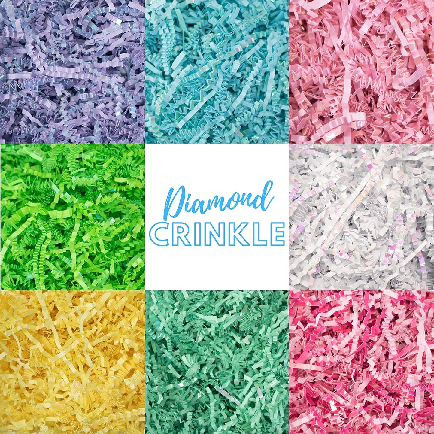MagicWater Crinkle Cut Paper for Gift Baskets - 2LB - Diamond Pastel - Perfect for Shredded Paper Filler, Basket Filler, Gift Boxes, Bridesmaid Gifts, Halloween Stuffers & More – For for All Occasions