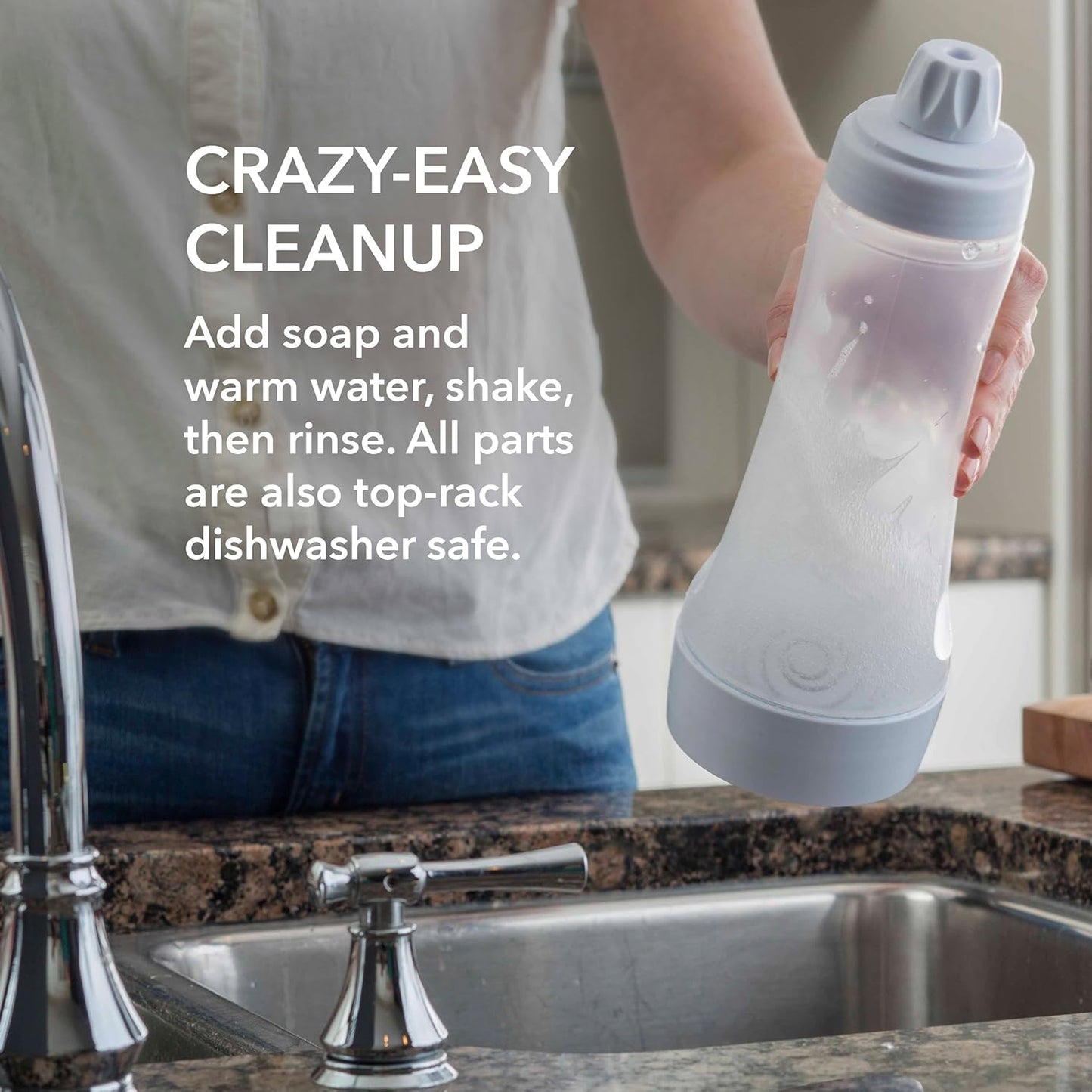 Whiskware Pancake Bottle, Batter Dispenser and Mixer with BlenderBall Wire Whisk, Durable, No-Mess, BPA Free, Dishwasher Safe, Mint