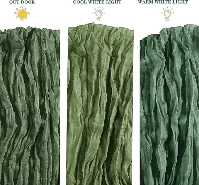6 Pack Cheesecloth Table Runner 9ft,17 x 108 inch Gauze Table Runner Rustic Romantic Wedding Runner for Wedding Bridal Shower Fall Decoration,Dark Sage Green