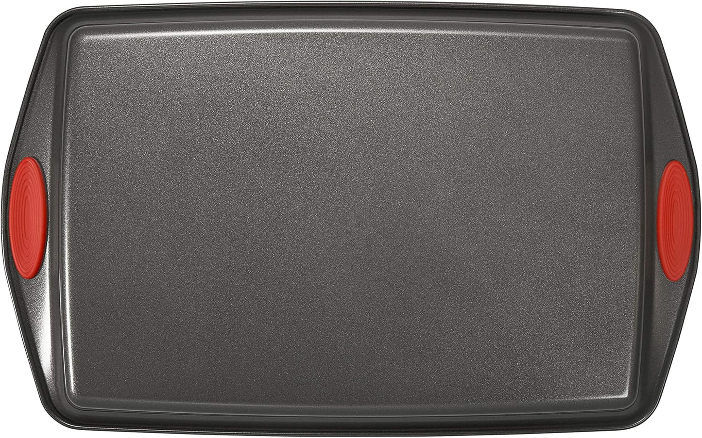 Rachael Ray Bakeware Nonstick Cookie Pan Set, 3-Piece, Gray with Red Grips