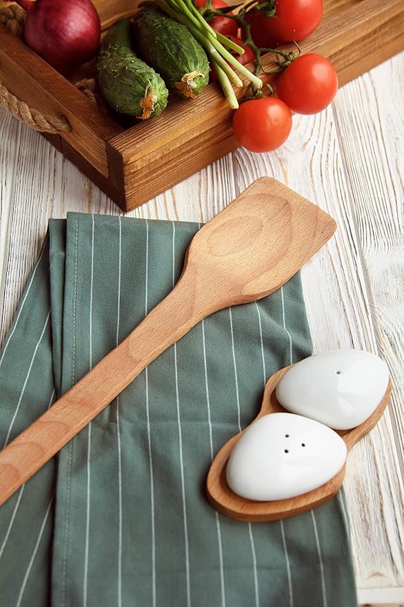 ECOSALL 18" Large Wooden Spoon and Long Wooden Stir Paddle Bundle. Heavy Duty Wooden Spoons For Cooking In Big Pots - Brewing, Canning, Crawfish Boil, Stirring & Mixing.