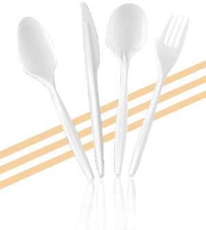 Settings [1000 Count] Plastic White Knives, Practical Disposable Cutlery, Great For Home, Office, School, Party, Picnics, Restaurant, Take-out Fast Food, Outdoor Events, Or Every Day Use, 1 Box
