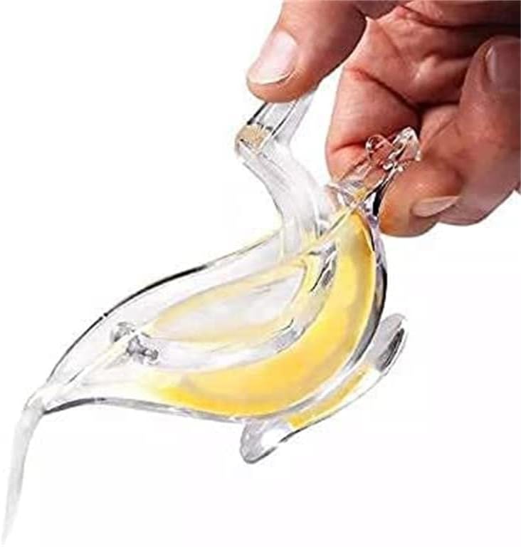 New Acrylic Manual Lemon Slice Squeezer, Portable Transparent Fruit Juicer, Elegance Bird Shape, Hand Juicer for Orange Lemon Lime Pomegranate (4Pcs) (2Pcs)