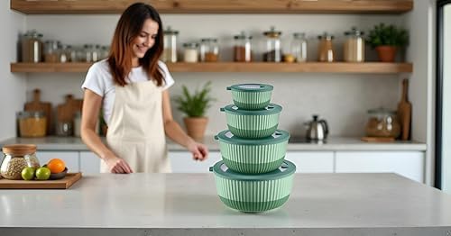 Mixing Bowls with Airtight Lids – 8 Piece Nesting Kitchen Set – BPA-Free, Leak-Proof & Stackable – Dishwasher, Microwave & Freezer Safe