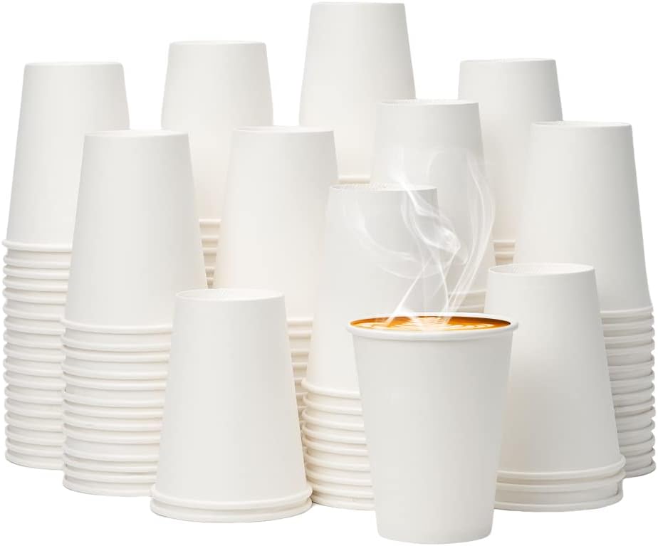 YEEHAW 12 oz 1000 Pack Disposable Paper Coffee Cups, Bulk White Hot to Go Cups for Hot Coffee, Hot Liquid, Chocolate, Juice, Hot Beverage Drinkings, Ideal for Cafes, Bistros, Office and Family