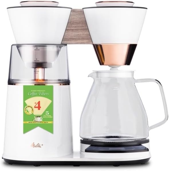 Melitta Vision 12-Cup Drip Coffee Maker, Automatic and Programmable, 96oz Capacity with 5-Pack Coffee Filters | White