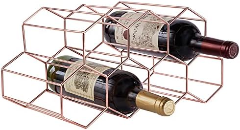 Countertop Wine Rack - 7 Bottle Holder for Storage, Freestanding Metal Tabletop Stand With Modern Design for Kitchen, Cellar, Bar Cabinet