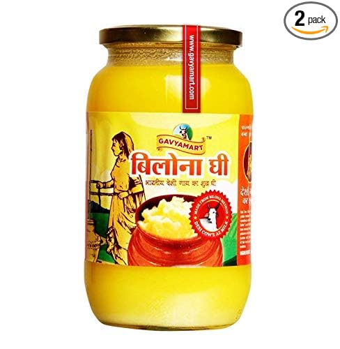 Gavyamart Vedic Bilona Cow Ghee ,Grassfed Ghee – Pasture Raised, Hand Crafted Clarified Butter Made Using Traditional Bilona Method Desi Ghee Jar 500ML Pack of 2 (16 flOz X 2)