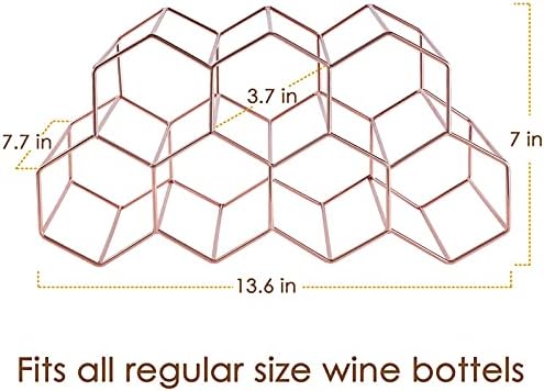 Countertop Wine Rack - 7 Bottle Holder for Storage, Freestanding Metal Tabletop Stand With Modern Design for Kitchen, Cellar, Bar Cabinet
