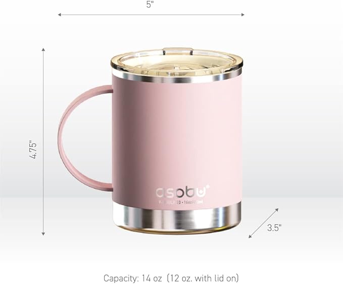 asobu Ultimate Ceramic Travel Mug, 12oz Insulated Stainless Steel Coffee Cup with Handle & Splash-Resistant Lid, Ceramic Lined for Pure Taste, BPA-Free, Double-Wall Vacuum for Hot Drinks