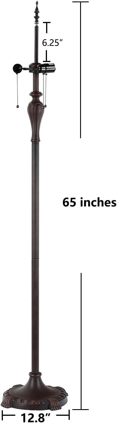 Bieye B10740 Tiffany Style Floor Lamp Replacement Base with 3-Light Pull Chain Switches Foot Switch for 16-26 inches lampshade 65 inches Tall