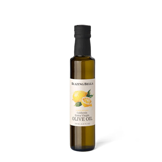 Blazing Bella Lemon Infused Extra Virgin Olive Oil - California Small Family Farms Meyer lemon flavor-infused ideal for finishing and salads - 8.45 Fl Oz (250 ML)