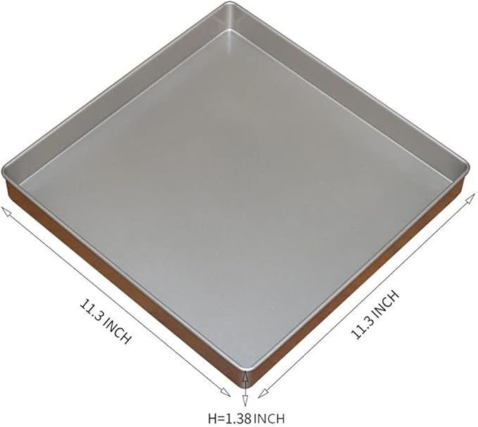 Nonstick Square Baking Pan, 11x11 Inch Carbon Steel Cake Baking Sheet, Cookies Bakeware for Oven Baking Gold