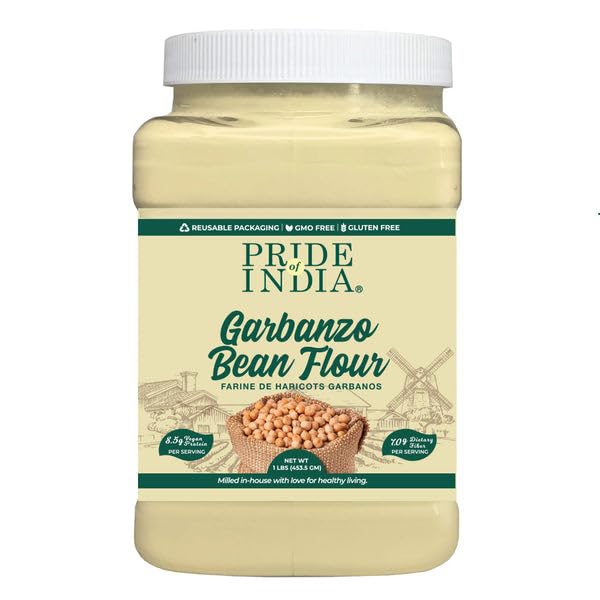Pride of India - PACK of 6 - Garbanzo Bean Flour 1 lbs (454 gm) Earthy Nutty Slightly Sweet Taste Freshly Milled in Small Batches | Used for Baking Cooking Coating Thickening | Prepare Pancakes