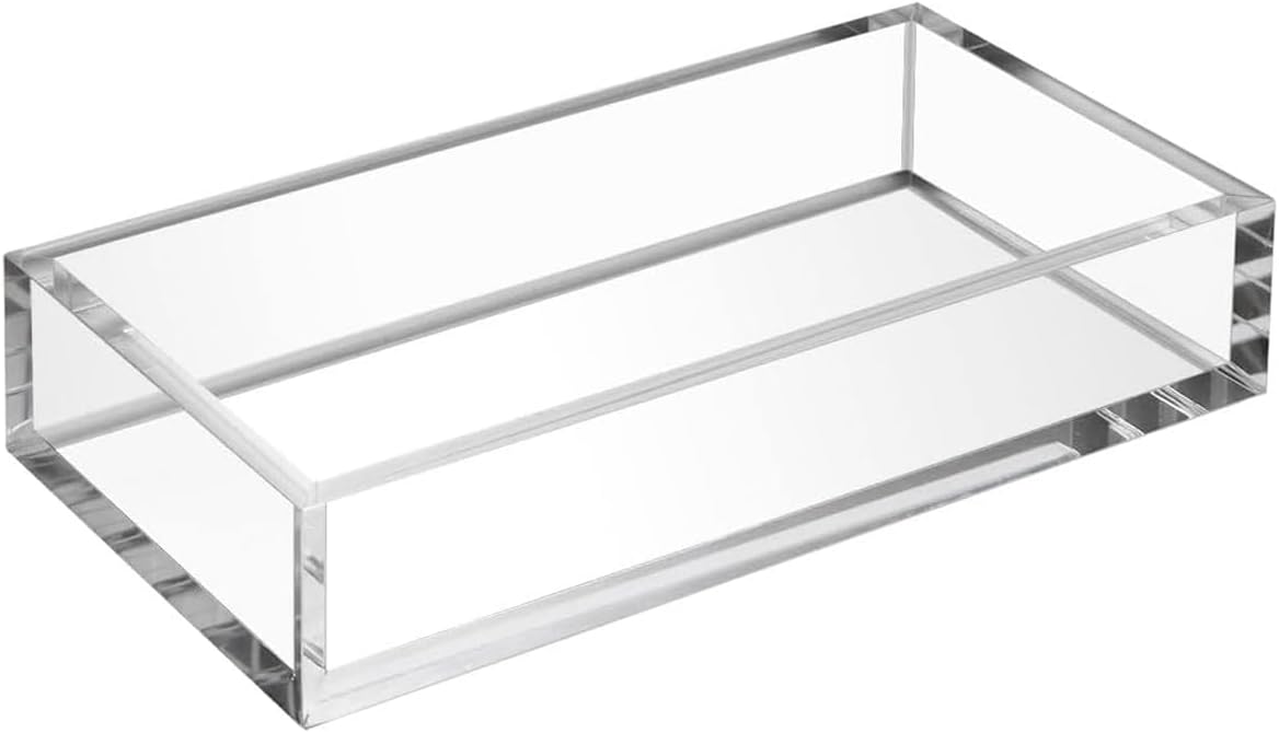 HIIMIEI Acrylic Napkin Holder Tray,8mm Thick Acrylic Guest Towel Holder 8.5x4 inches, Crystal Clear Table Cocktail Napkin Holder for Bathroom,Restaurant,Office,Commercial,Kitchen,Party