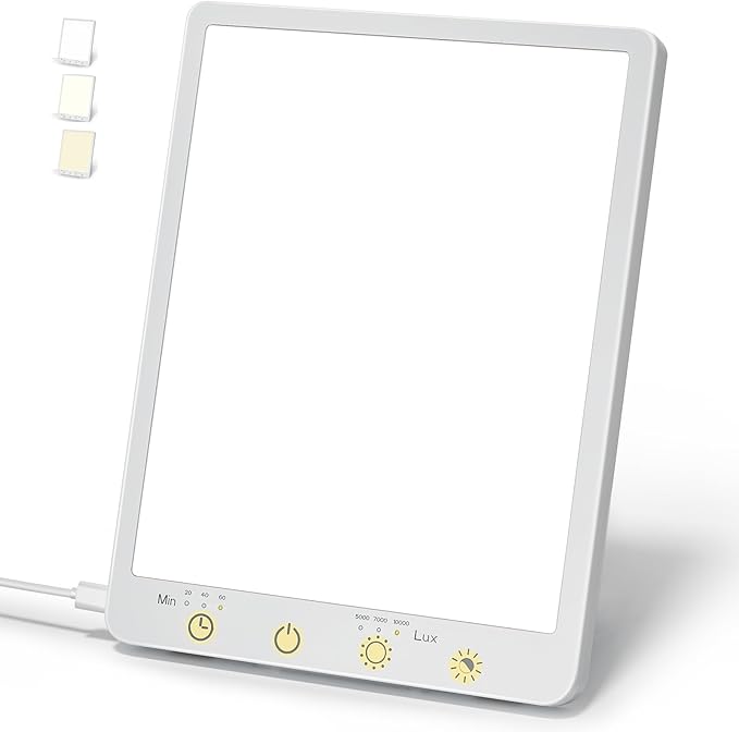Light Therapy Lamp - 10000 Lux Therapy Light, 3 Color Temperature & Wall Mount with Memory Function, Touch Control Portable Daylight Therapy Lamp with Adjustable Brightness for Home & Office.