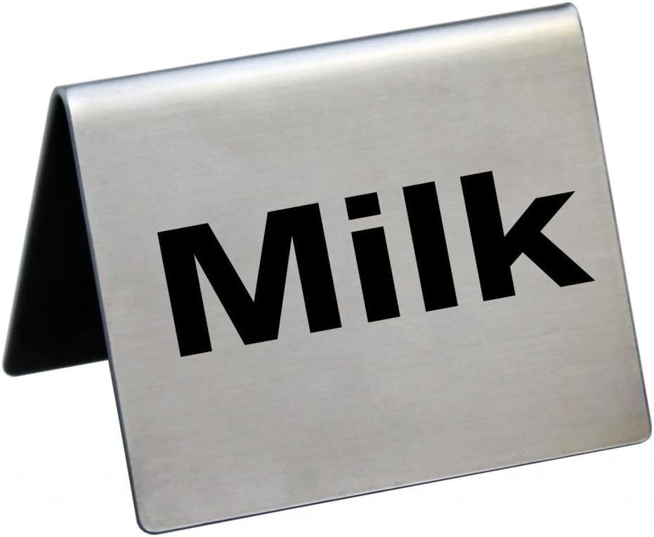 New Star Foodservice Stainless Steel Table Tent Sign (Silver (Milk), 2"x 2" (Set of 2))