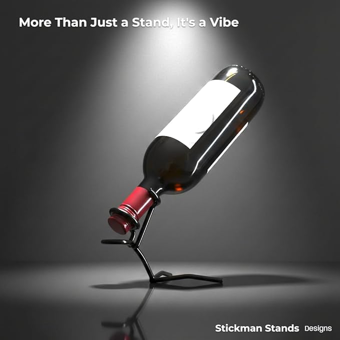 Fun Wine Bottle Stand, Metal Drinking Stickman Figure, Unique Wine Bottle Holder, Elegant Bottle Display