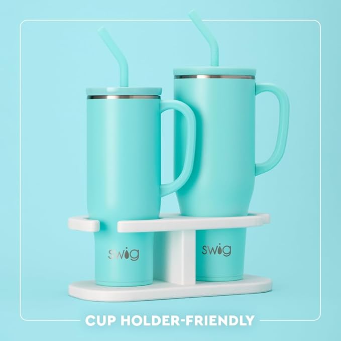 Swig Life 30oz Mega Mug, 30oz Tumbler with Handle and Straw, Large Insulated Tumblers, Cup Holder Friendly Travel Mug, Stainless Steel 30 oz Tumbler, Reusable Insulated Water Bottle (Tacky Lights)