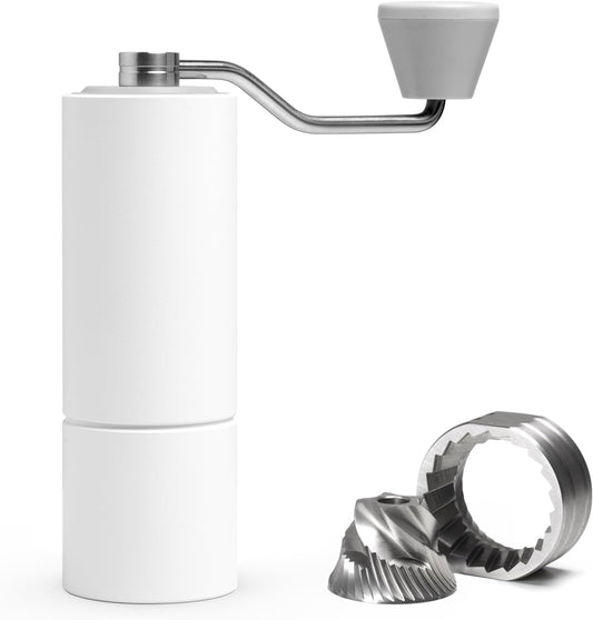 TIMEMORE Manual Coffee Grinder with Stainless Steel Conical Burr Coffee Grinder Chestnut C2 Internal Adjustable Setting Capacity 20g Pour Over Coffee for Travel, Camping, Home White