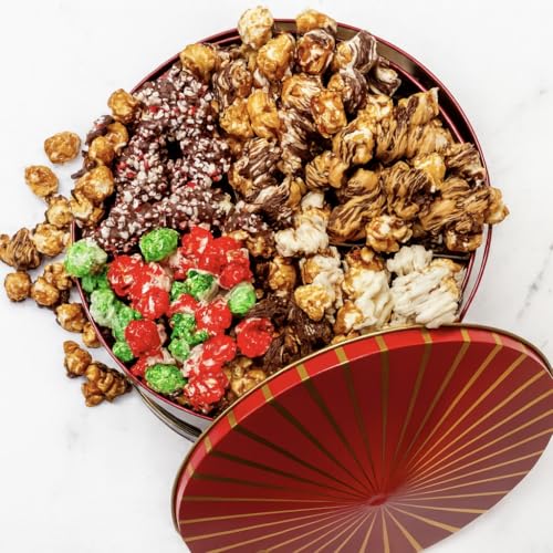 Christmas Popcorn Gift Tin - Gourmet Food Gifts - Plays Music - Chocolate & Popcorn Gift Tin, Holiday Basket - Nutcracker Suite- Bonnie and Pop