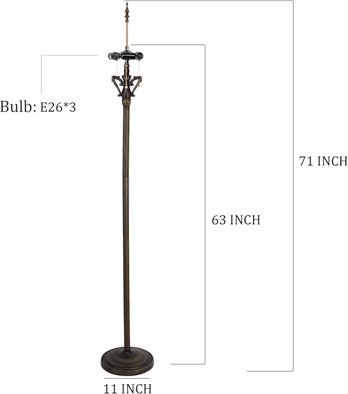 Tiffany Floor Lamp Base Only, for 16-24 Inch Stained Glass Lampshade Height 71 Inch Bronze Finished Resin Base Antique Standing Lighting Base Replacement Only Wide 11 Inch(B (W11H71 Inch))