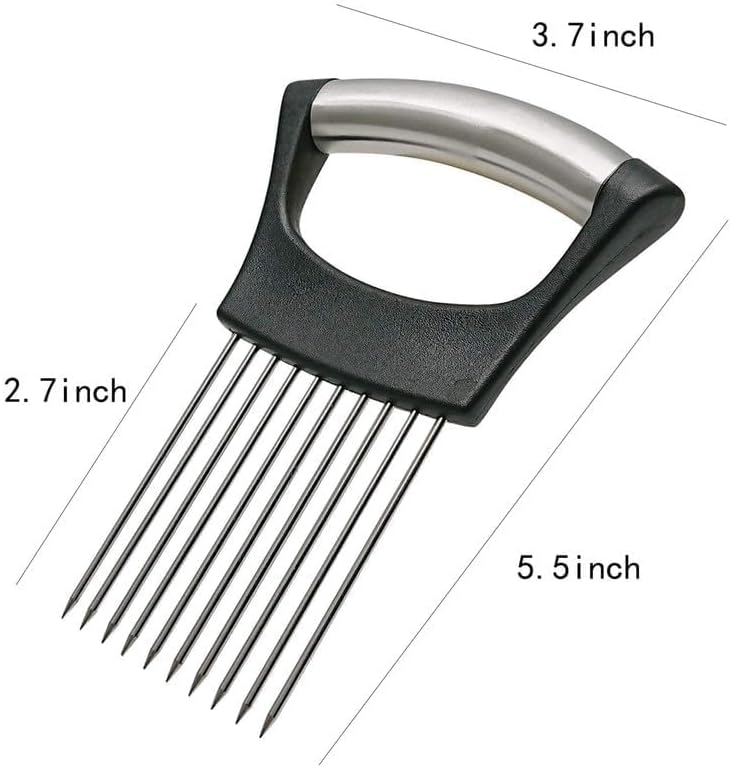 Onion Slice Holder, 2025 Upgraded Stainless Steel Onion Holder for Slicing Lemon Slicer Vegetable Cutter, Kitchen Chopper Slicing Assistant Tool for Meat, Onion, Potato, Tomato (1, B)