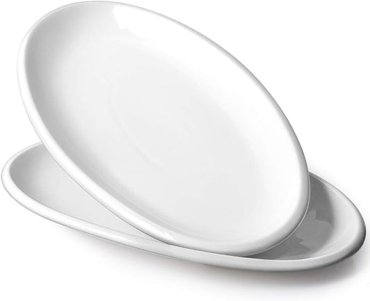 DOWAN 16" Serving Platters, Serving Platters for Wedding, Large Oval Porcelain Serving Tray for Entertaining, Dinner Platters for Serving Food Appetizers Meat, Serving Dishes for Parties, Set of 2