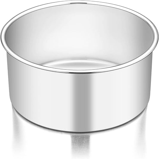 TeamFar 6 Inch Cake Pan, Stainless Steel Round Deep Baking Cake Pan for Wedding Birthday Party, Non-Toxic & Heavy Duty, Deep Wall & Straight Side, Mirror Finish & Dishwasher Safe